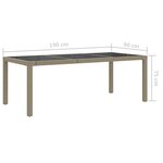 vidaXL Table de jardin Beige 190x90x75 cm Verre trempé/résine tressée