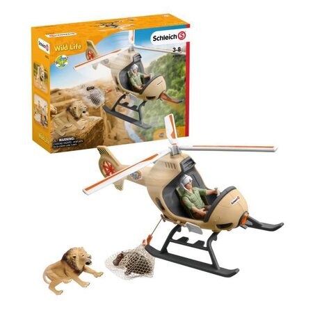 Schleich - figurine hélicoptere pour sauvetage d'animaux - 42476 - wild life