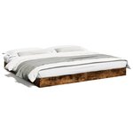 vidaXL Cadre de lit chêne fumé 180x200 cm bois d'ingénierie