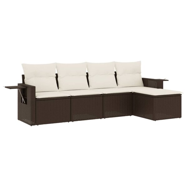 vidaXL Salon de jardin avec coussins 5 Pièces marron résine tressée