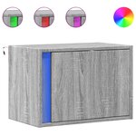 vidaXL Tables de chevet murales avec lumières LED 2 Pièces sonoma gris