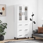 vidaXL Buffet haut Blanc 69 5x34x180 cm Bois d'ingénierie