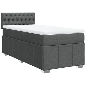 vidaXL Sommier à lattes de lit avec matelas Gris foncé 90x200 cm Tissu