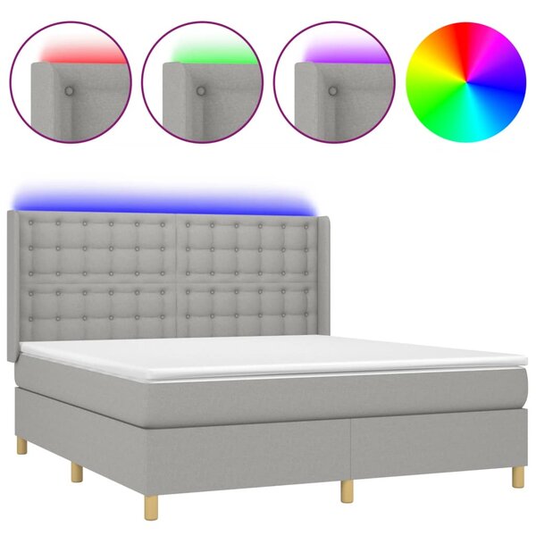 vidaXL Sommier à lattes de lit matelas LED Gris clair 160x200 cm Tissu