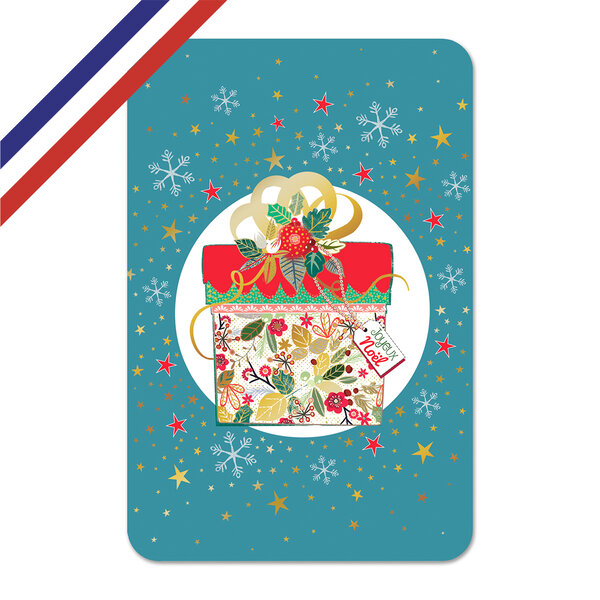 Carte double joyeux noël cadeau décoré