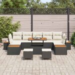 vidaXL Ensemble de canapé de jardin 10 Pièces Noir Poly rotin