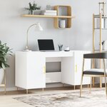 vidaXL Bureau Blanc brillant 140x50x75 cm Bois d'ingénierie