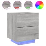 vidaXL Armoire de chevet et lumières LED sonoma gris bois d'ingénierie