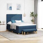 vidaXL Lit à ressorts avec matelas Bleu 140 x 200 cm tissu