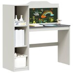 vidaXL Bureau tableau noir Blanc et Gris 120 x 45 x 118 5 cm