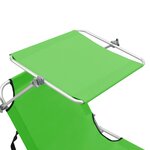 Vidaxl chaise longue pliable avec auvent vert aluminium