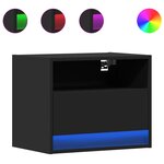 vidaXL Tables de chevet murales avec lumières LED 2 Pièces noir