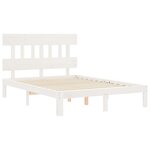 vidaXL Cadre de lit avec tête de lit blanc 140x190 cm bois massif