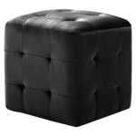 vidaXL 2 Pièces Poufs Noir 30 x 30 x 30 cm Tissu velours