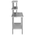 vidaXL Table de travail de cuisine avec étagère 120x60x150 cm Inox