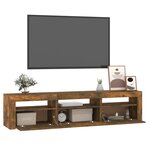 vidaXL Meuble TV avec lumières LED Chêne fumé 180x35x40 cm