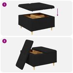 vidaXL Pouf de rangement avec coussin Noir 80 x 80 x 45 cm tissu