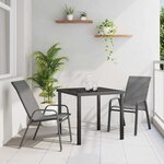 vidaXL Ensemble de salle à manger pour jardin 3 Pièces Gris