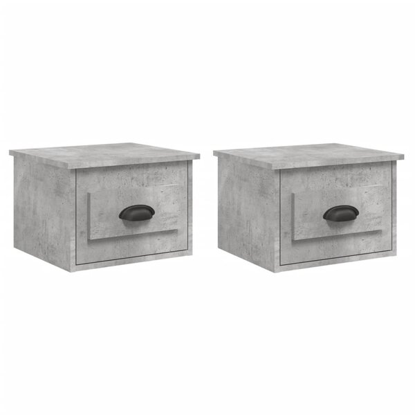 vidaXL Tables de chevet murales 2 Pièces gris béton 41 5x36x28 cm