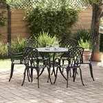 Ensemble de salle à manger de jardin de 7 pièces en aluminium coulé noir