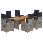 vidaXL Ensemble à manger de jardin et coussins 7 Pièces beige poly rotin