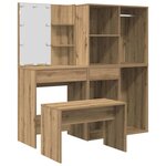 vidaXL Ensemble de coiffeuse avec LED chêne artisanal bois ingénierie