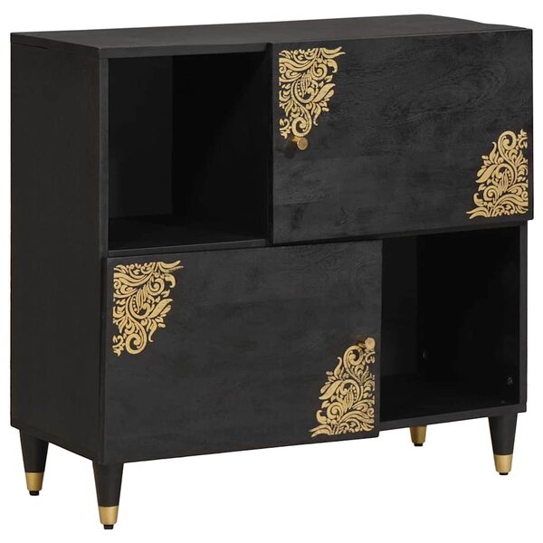 vidaXL Buffet avec étagère Noir 80 x 33 x 75 cm Bois de mangue massif