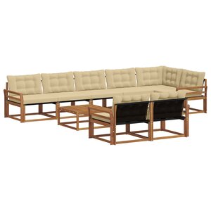 vidaXL Ensemble de canapés d'extérieur 9 Pièces Naturel et Beige