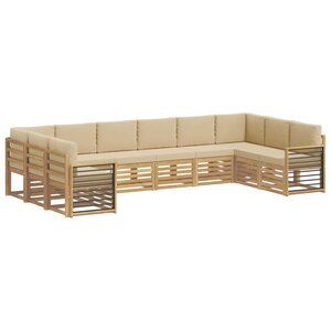 vidaXL Ensemble de canapés d'extérieur 10 pc Blanc et Beige Polyester