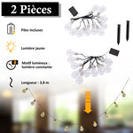 Guirlandes lumineuses solaires extérieures - lot de 2 pièces - total 20 ampoules LED blanc chaud - longueur totale 3 8 m - norme IP44