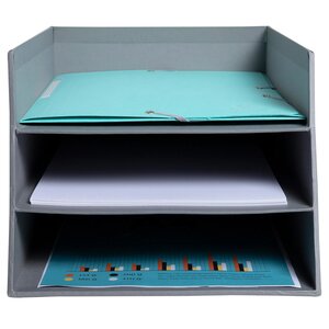 Corbeille À Courrier Combo 3 Niveaux Carton Teksto - Gris - X 4 - Exacompta