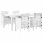 vidaXL Ensemble de salle à manger pour jardin 5 pc Blanc Rattan Polt