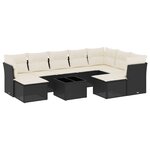 vidaXL Salon de jardin 10 Pièces avec coussins noir résine tressée