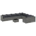 vidaXL Salon de jardin avec coussins 10 Pièces gris résine tressée