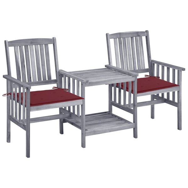 Chaises de jardin avec table à thé et coussins acacia solide 02_0013340
