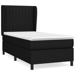 vidaXL Sommier à lattes de lit avec matelas Noir 90x200 cm Tissu
