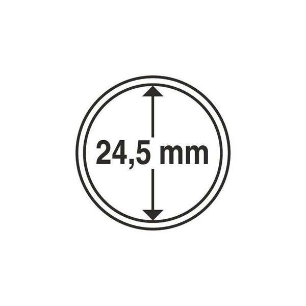Capsules rondes 24 5mm pour monnaies de collection. Paquet - 10 capsules