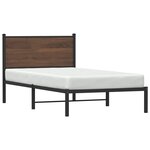 vidaXL Cadre de lit en métal sans matelas chêne marron 100x190 cm