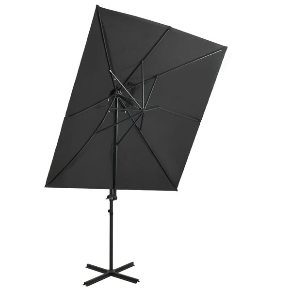 vidaXL Parasol de jardin en porte-à-faux à double toit anthracite
