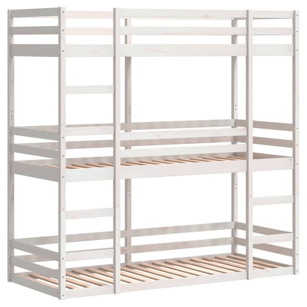 vidaXL Lit superposé triple blanc 75x190 cm bois de pin massif