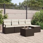 vidaXL Ensemble de canapé de jardin 6 Pièces Marron Poly rotin