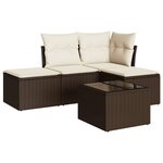 vidaXL Salon de jardin avec coussins 5 Pièces marron résine tressée