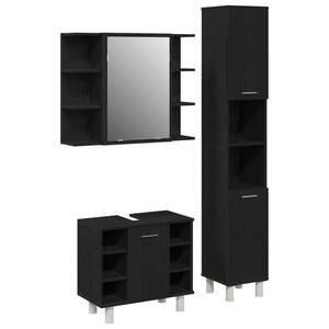 vidaXL Ensemble de mobilier de salle de bain avec étagère 3 Pièces Noir