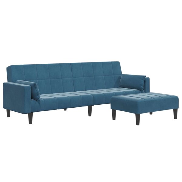 vidaXL Canapé-lit à 2 places avec repose-pied bleu velours