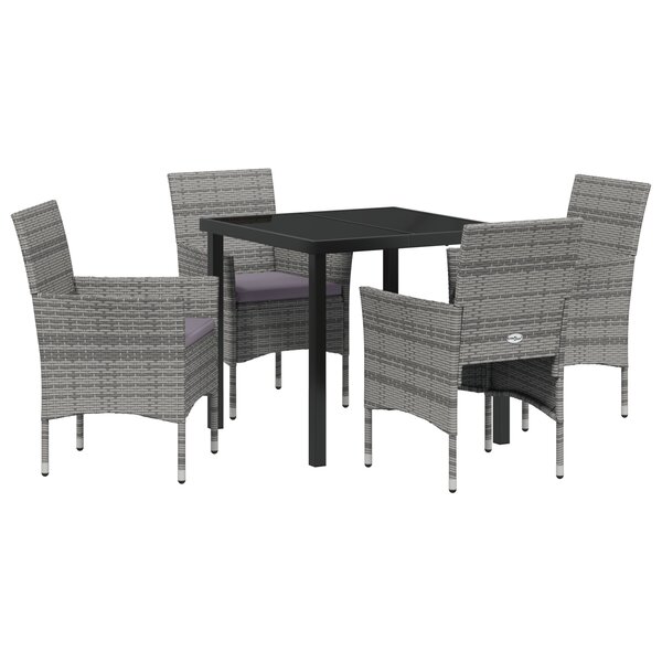 vidaXL Set de jardin de 5 pièces en poly rattan gris