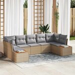 vidaXL Ensemble de canapé de jardin 7 Pièces Beige Poly rotin