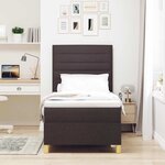 vidaXL Lit à ressort LED avec matelas Marron foncé 100 x 200 cm tissu