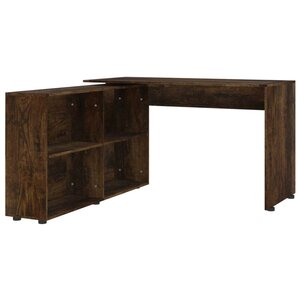 Bureau table poste de travail meuble d'ordinateur informatique étude d'angle chêne fumé bois d'ingénierie brun 02_0023674