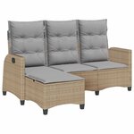 vidaXL Canapé de jardin inclinable coussins forme de L beige polyrotin