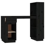 vidaXL Bureau Noir 110x53x117 cm Bois massif de pin